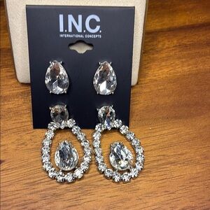 INC International Concepts Silver Earrings with Clear Accents